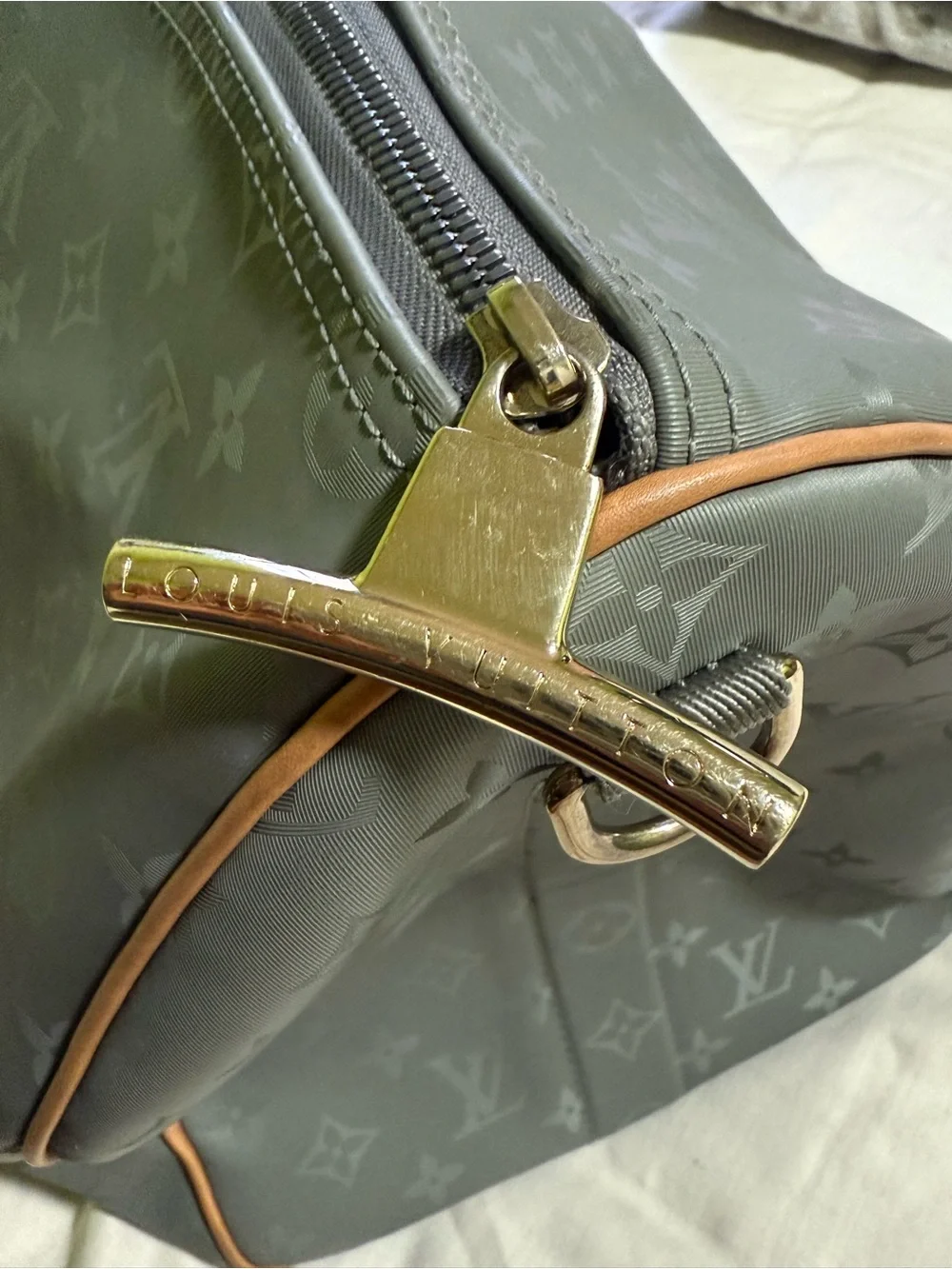 LOUIS VUITTON Monogram Titanium Keepall Bandouliere 50 Boston Bag